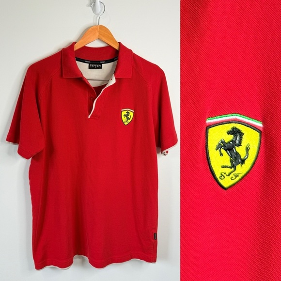 Ferrari Official Logo Red Men’s Polo Shirt (M) - Picture 1 of 8
